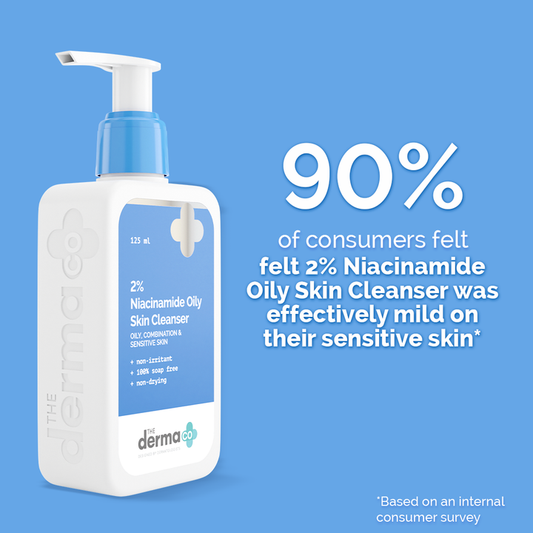 2% Niacinamide Oily Skin Cleanser for Sensitive, Oily & Combination Skin 125 ml Non-Irritant | 100% Soap-Free | Non-Drying | Gently Cleanses Makeup