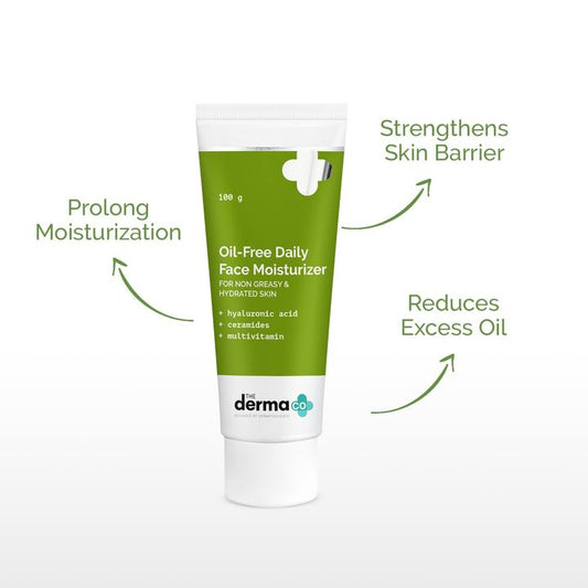 Oil-Free Daily Face Moisturizer With Hyaluronic Acid, Ceramides & Multivitamins for Non-Greasy & Hydrated Skin - 100g